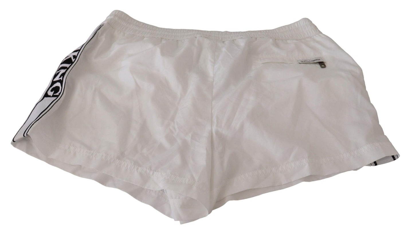 Dolce & Gabbana Elegant White KING Motive Swim Trunks - Arichezz.store