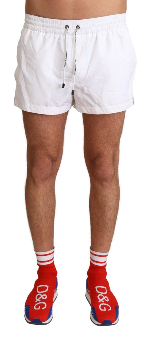 Dolce & Gabbana Elegant White KING Motive Swim Trunks - Arichezz.store