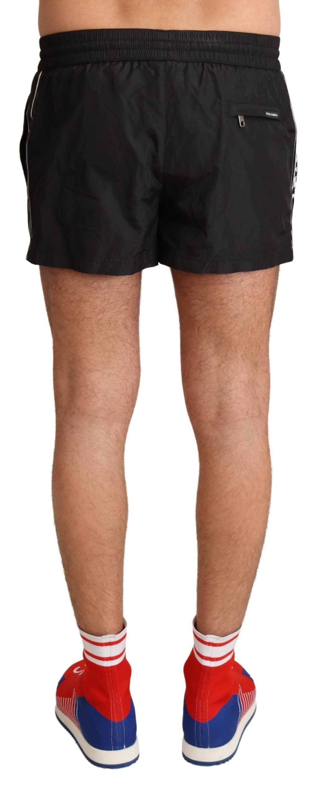 Dolce & Gabbana Elegant Black KING Motive Swim Trunks - Arichezz.store