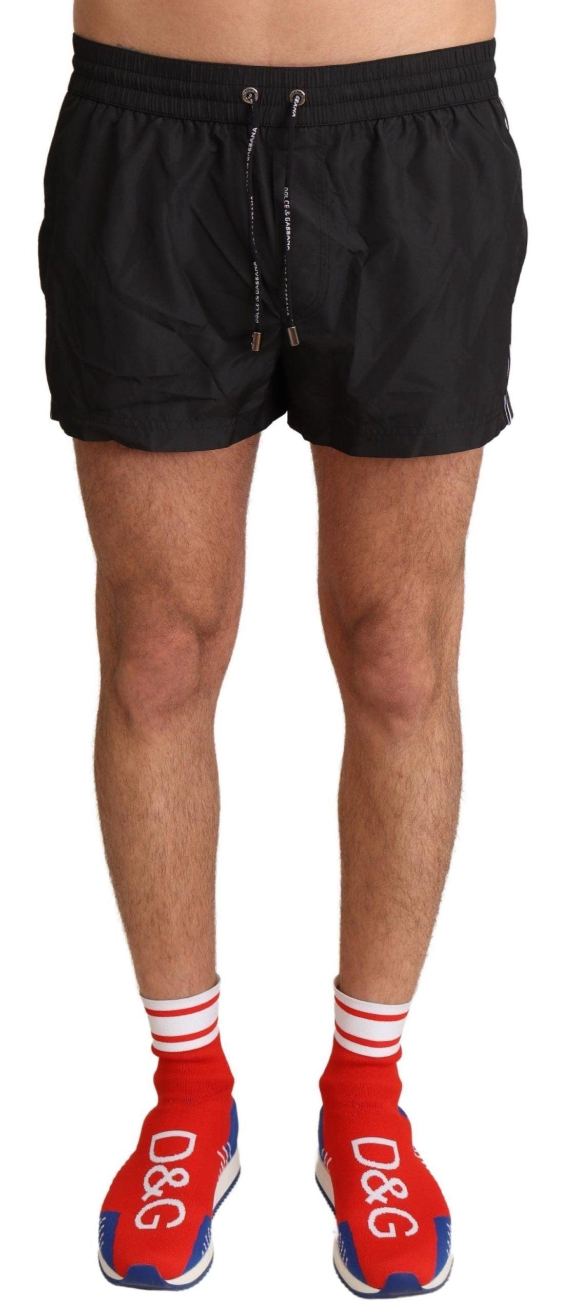 Dolce & Gabbana Elegant Black KING Motive Swim Trunks - Arichezz.store