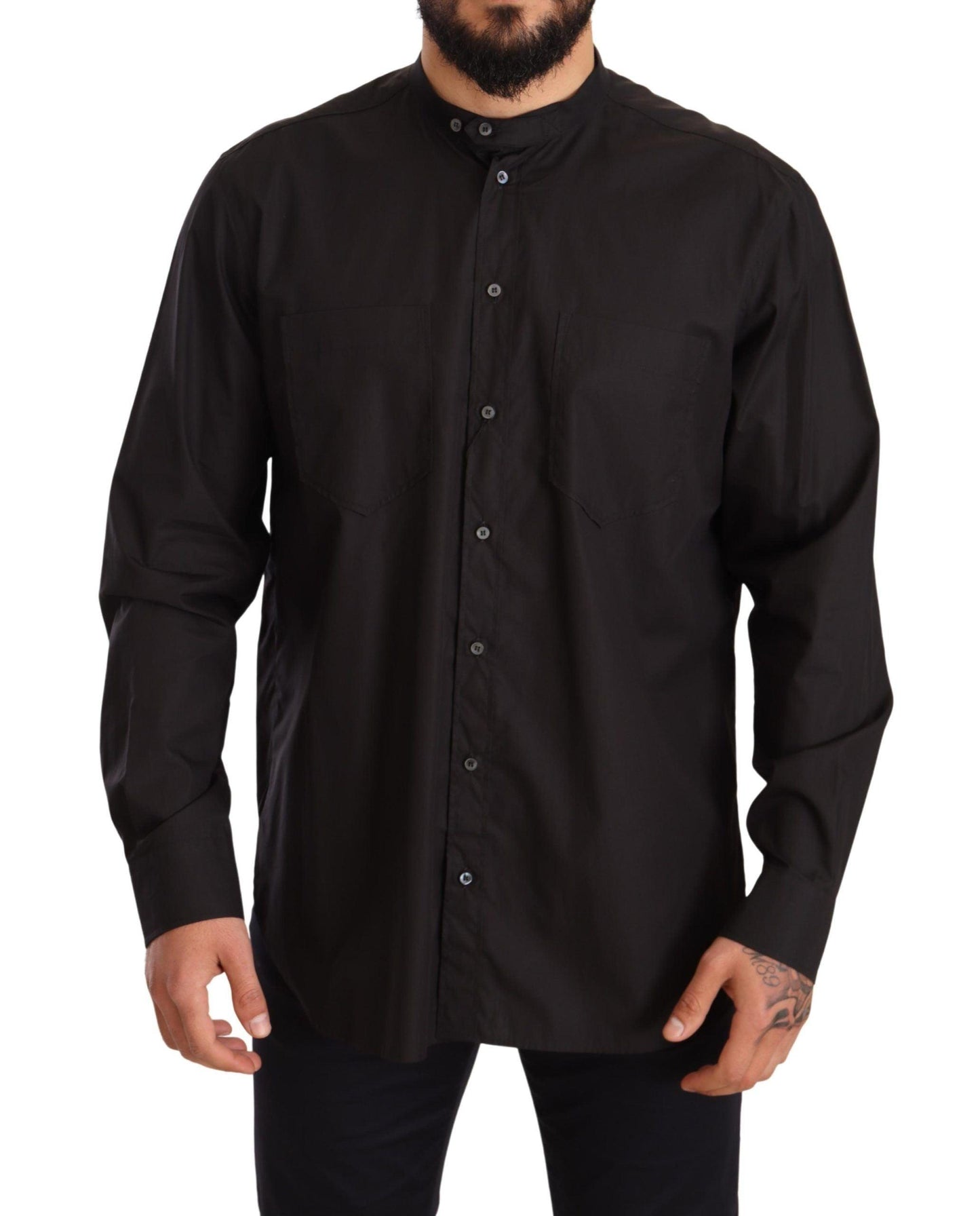 Dolce & Gabbana Elegant Black 100% Cotton Men's Shirt - Arichezz.store