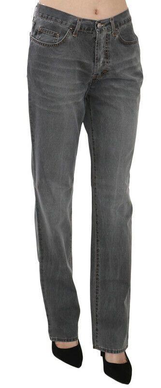 Just Cavalli Chic Gray Mid Waist Straight Leg Jeans