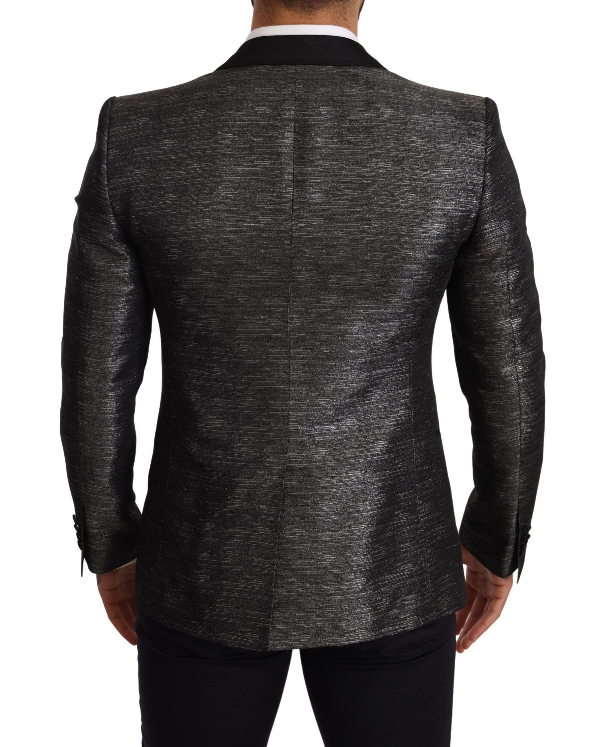 Dolce & Gabbana Metallic Gray Jacquard Slim Fit Blazer - Arichezz.store