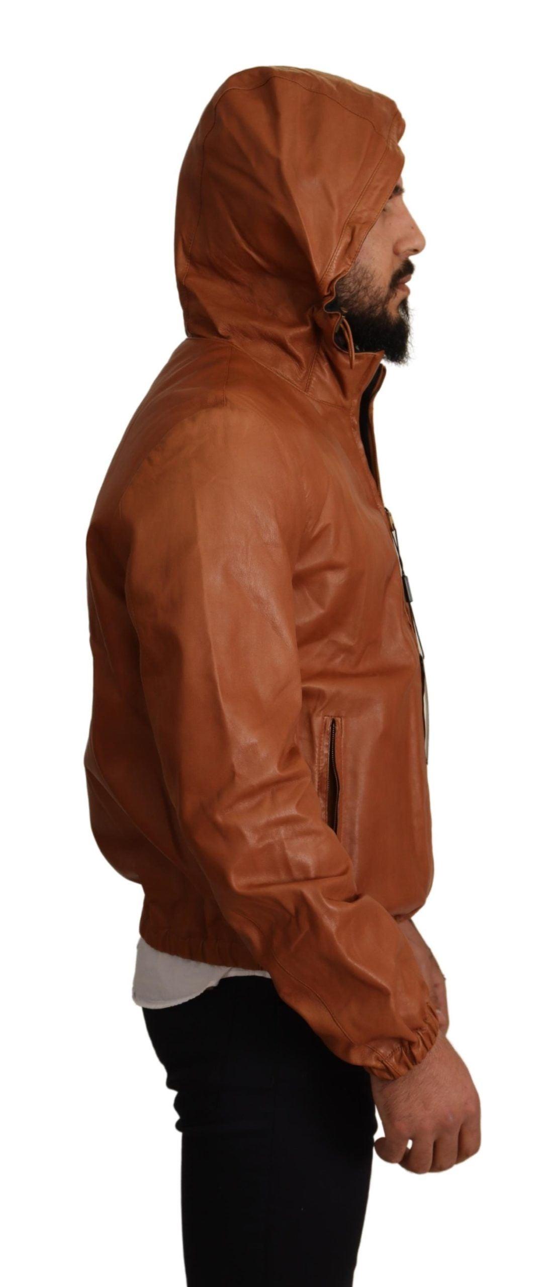 Dolce & Gabbana Elegant Brown Leather Bomber Jacket - Arichezz.store