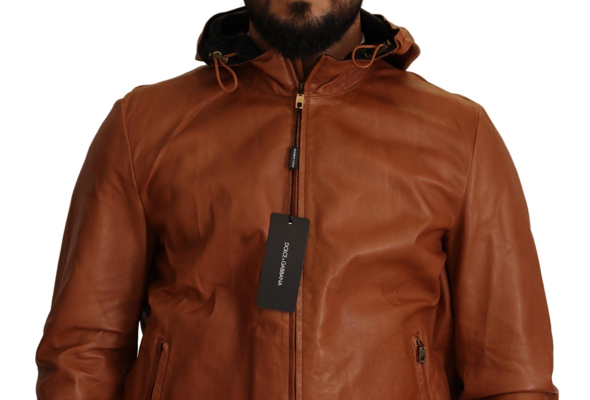 Dolce & Gabbana Elegant Brown Leather Bomber Jacket - Arichezz.store