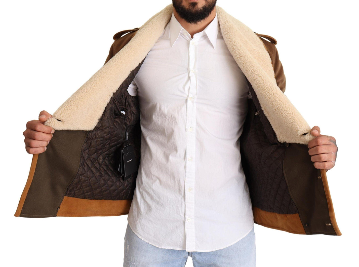 Dolce & Gabbana Elegant Double Breasted Shearling Jacket - Arichezz.store