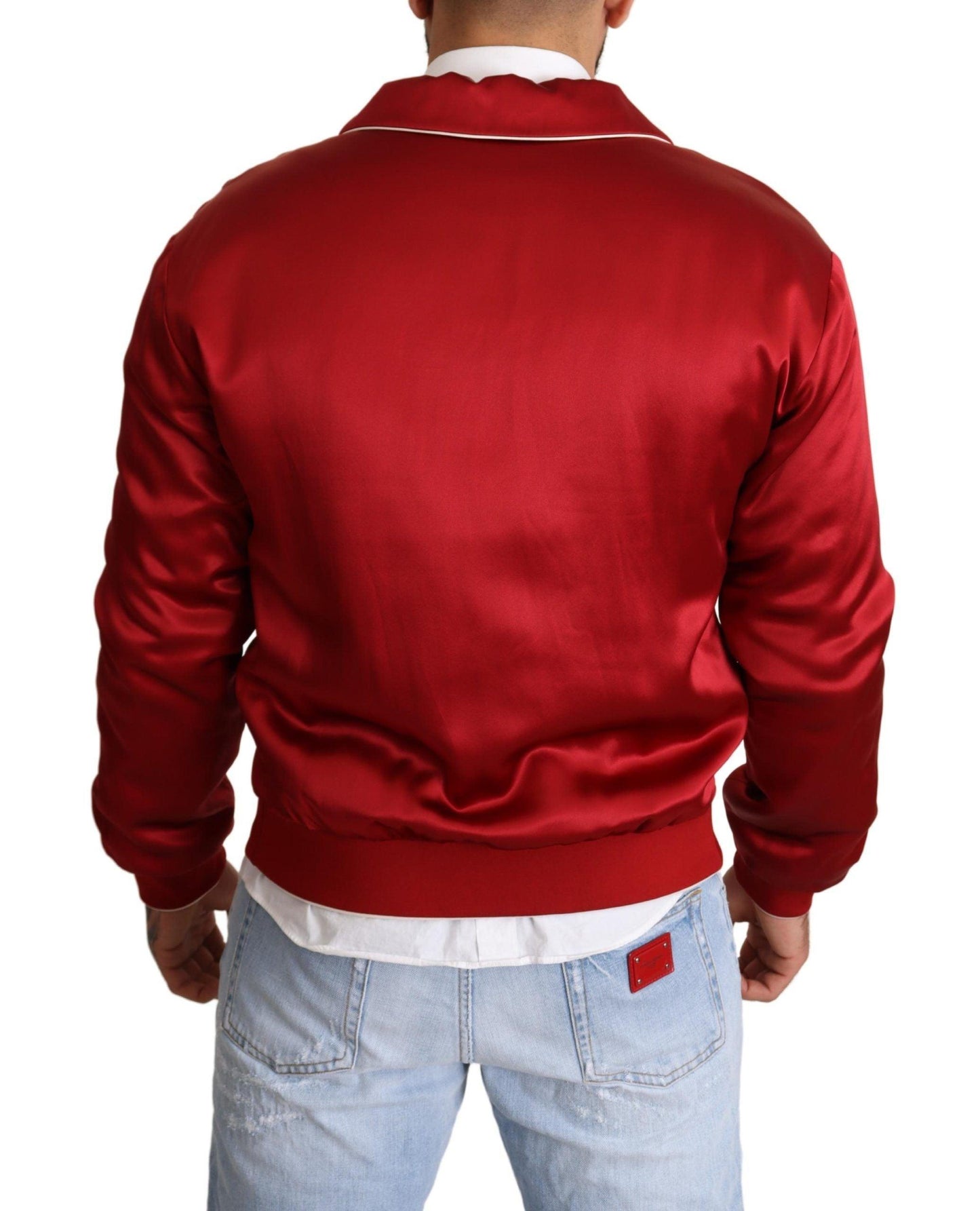 Dolce & Gabbana Sumptuous Silk Red Bomber Jacket - Arichezz.store