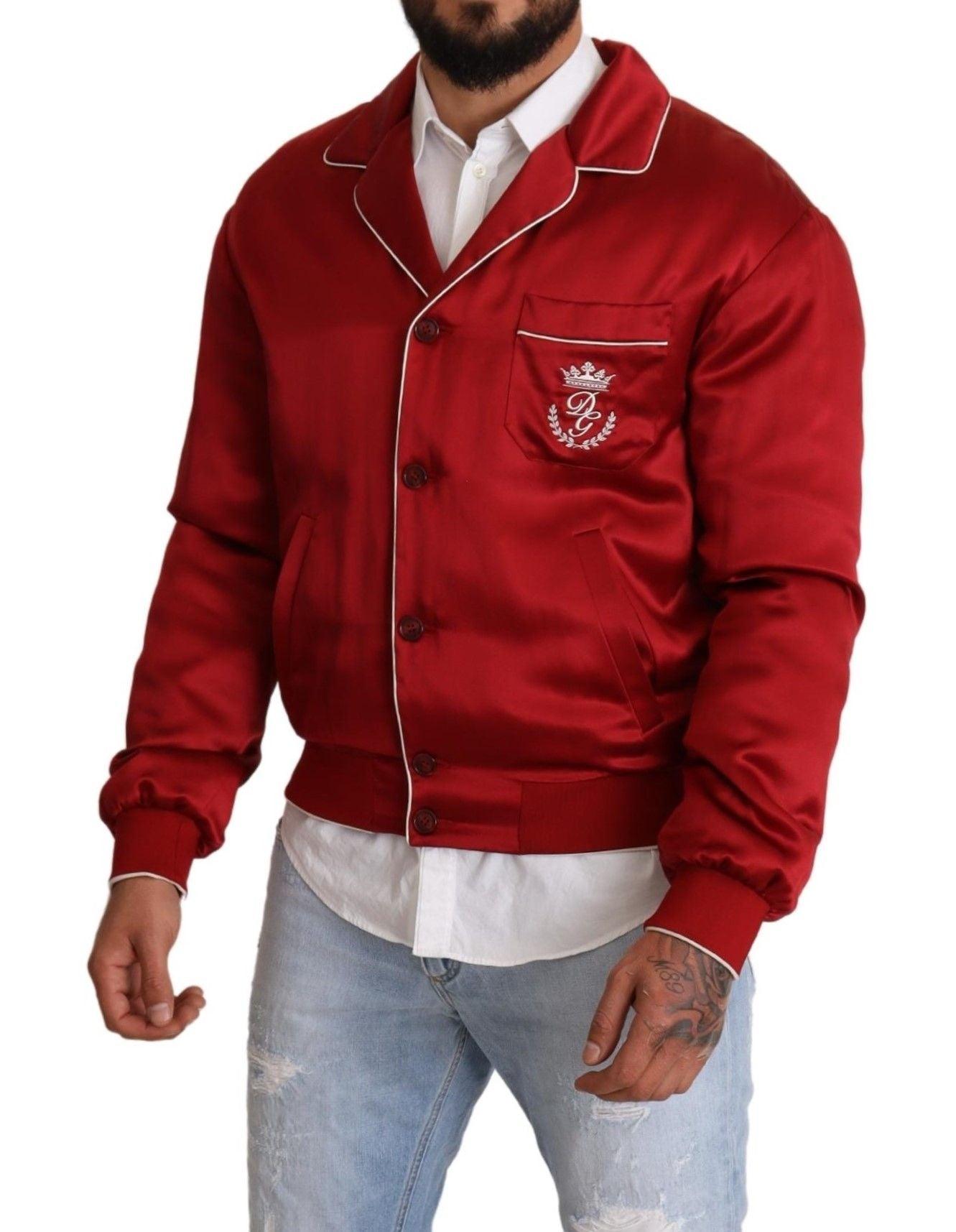 Dolce & Gabbana Sumptuous Silk Red Bomber Jacket - Arichezz.store