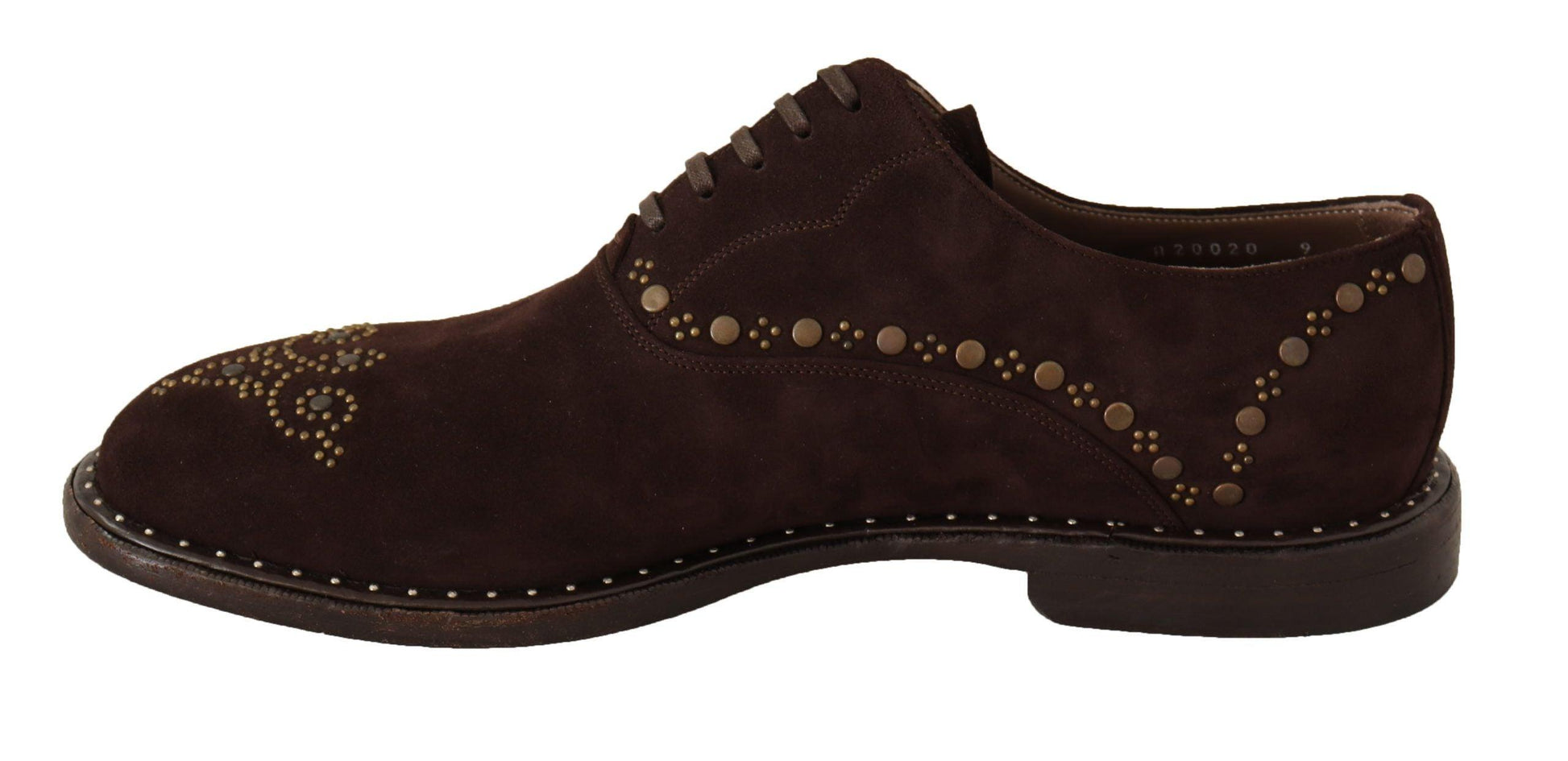 Dolce & Gabbana Elegant Brown Suede Studded Derby Shoes - Arichezz.store