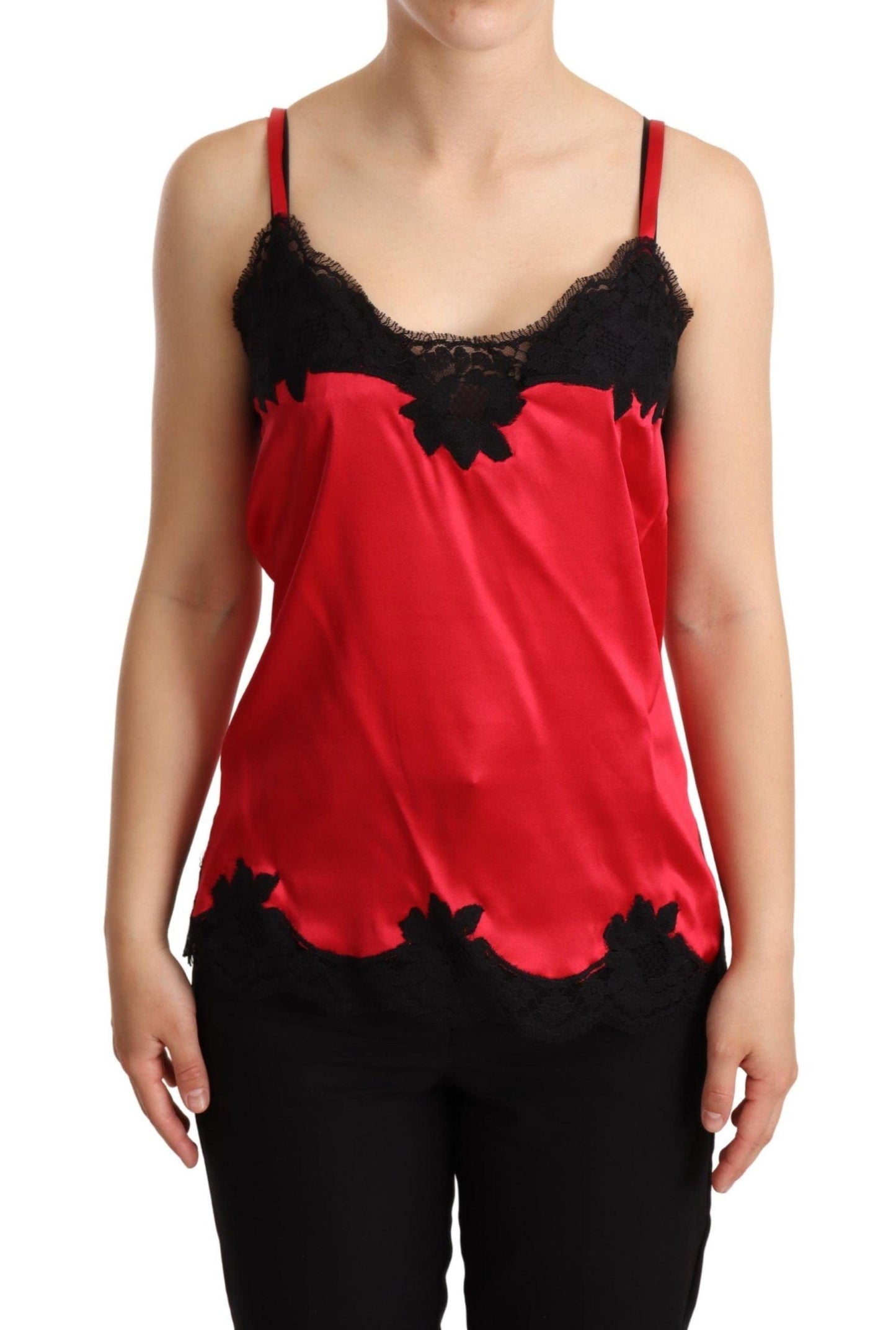 Dolce & Gabbana Enchanting Red Silk Blend Lace Camisole - Arichezz.store