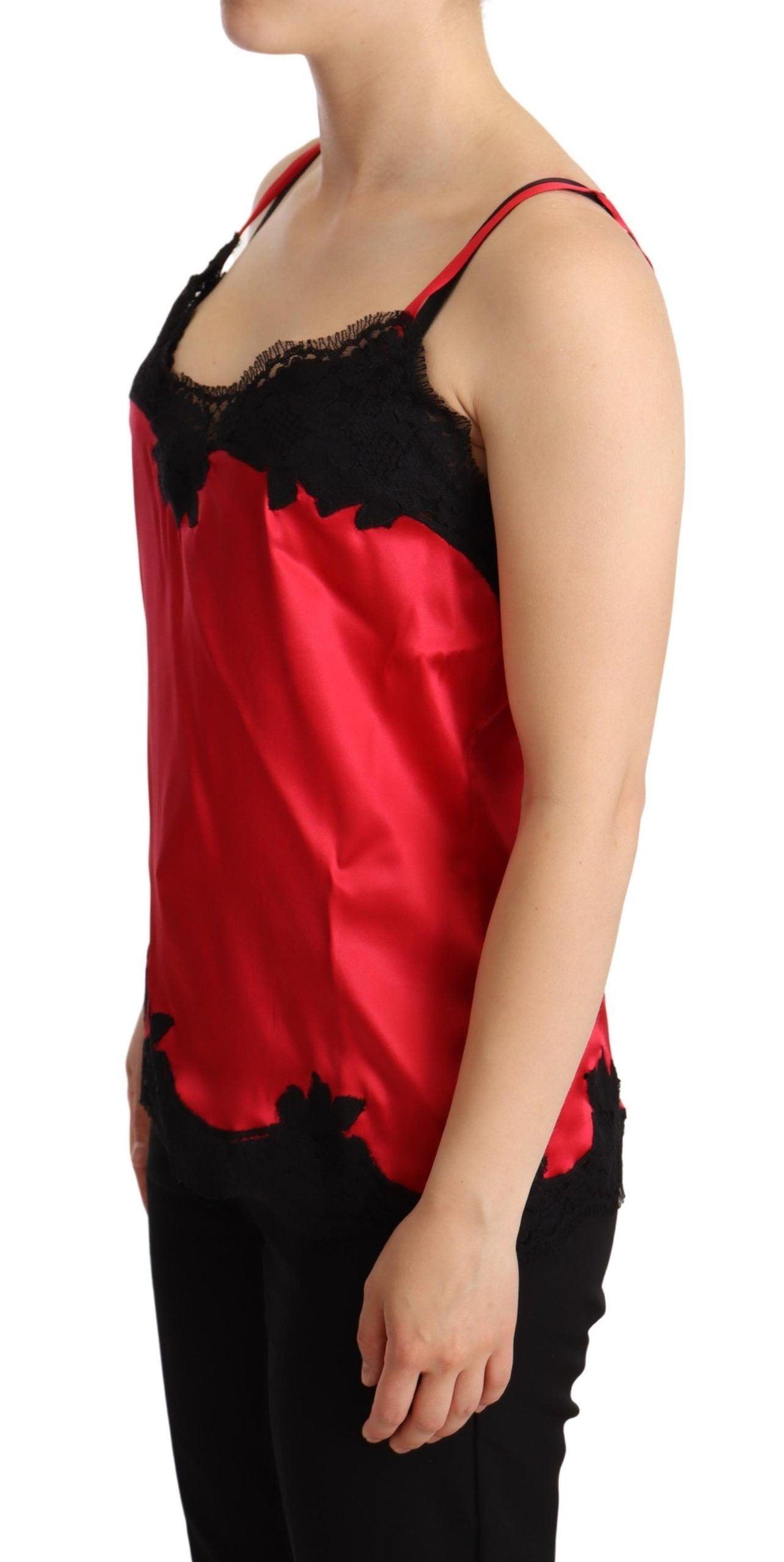 Dolce & Gabbana Enchanting Red Silk Blend Lace Camisole - Arichezz.store