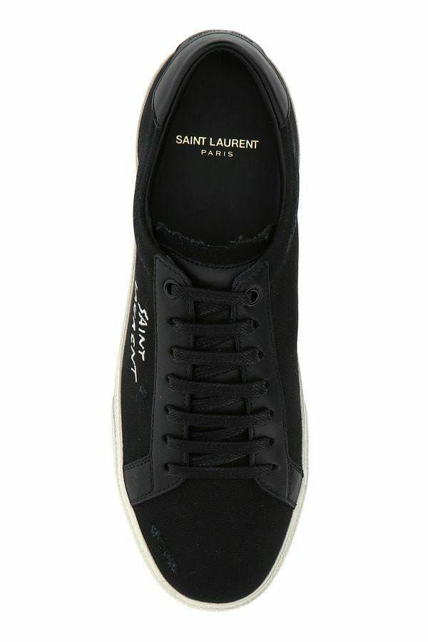 Saint Laurent Sleek Black Canvas & Leather Low-Top Sneakers - Arichezz.store