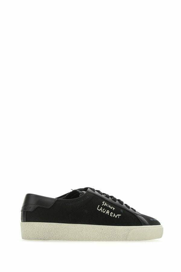 Saint Laurent Sleek Black Canvas & Leather Low-Top Sneakers - Arichezz.store