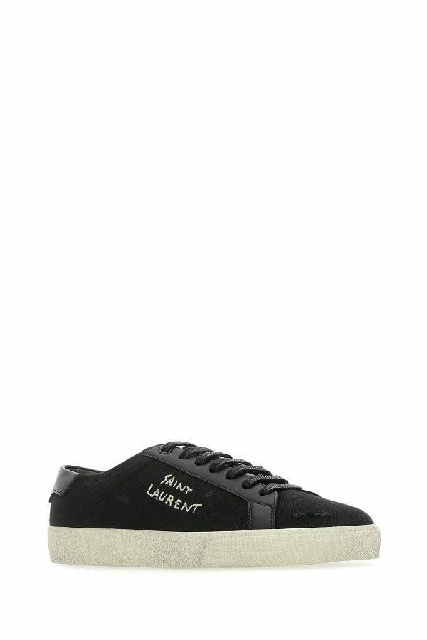 Saint Laurent Sleek Black Canvas & Leather Low-Top Sneakers - Arichezz.store