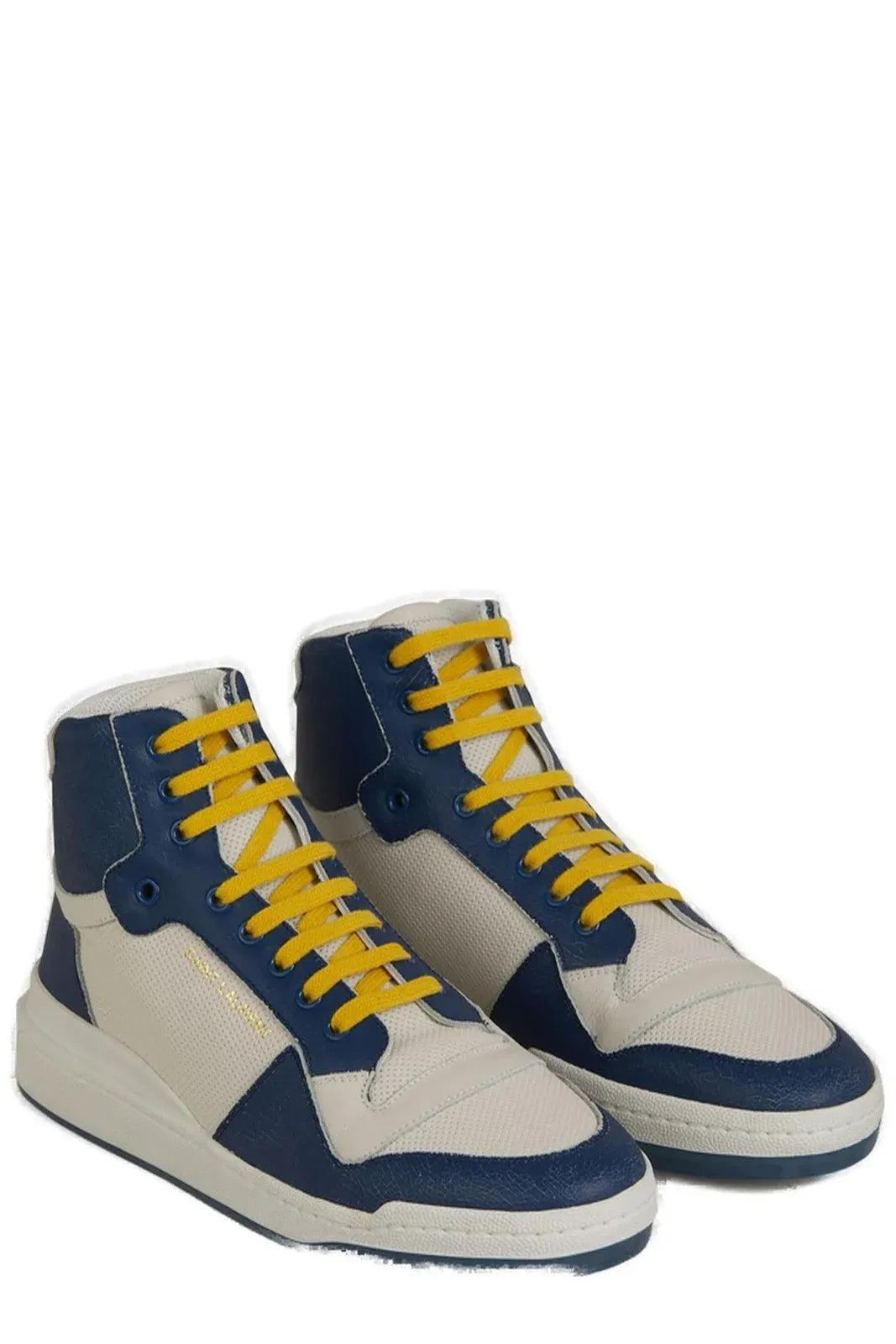 Saint Laurent Elevate Your Style with Mid-Top Blue Luxury Sneakers - Arichezz.store