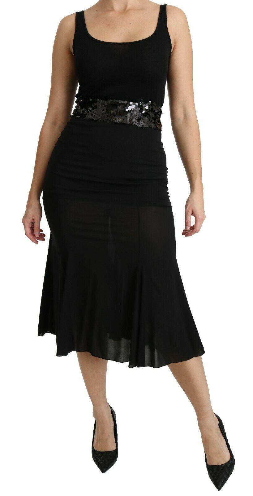 Dolce & Gabbana Chic High Waist Black Silk Blend Skirt - Arichezz.store