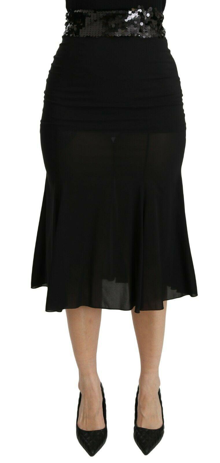 Dolce & Gabbana Chic High Waist Black Silk Blend Skirt - Arichezz.store