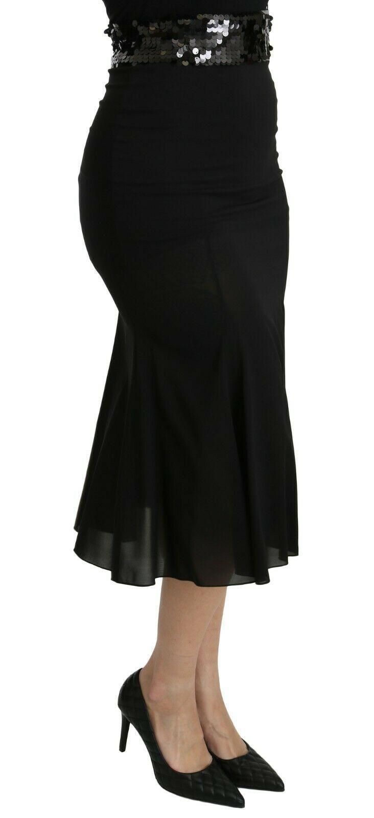 Dolce & Gabbana Chic High Waist Black Silk Blend Skirt - Arichezz.store