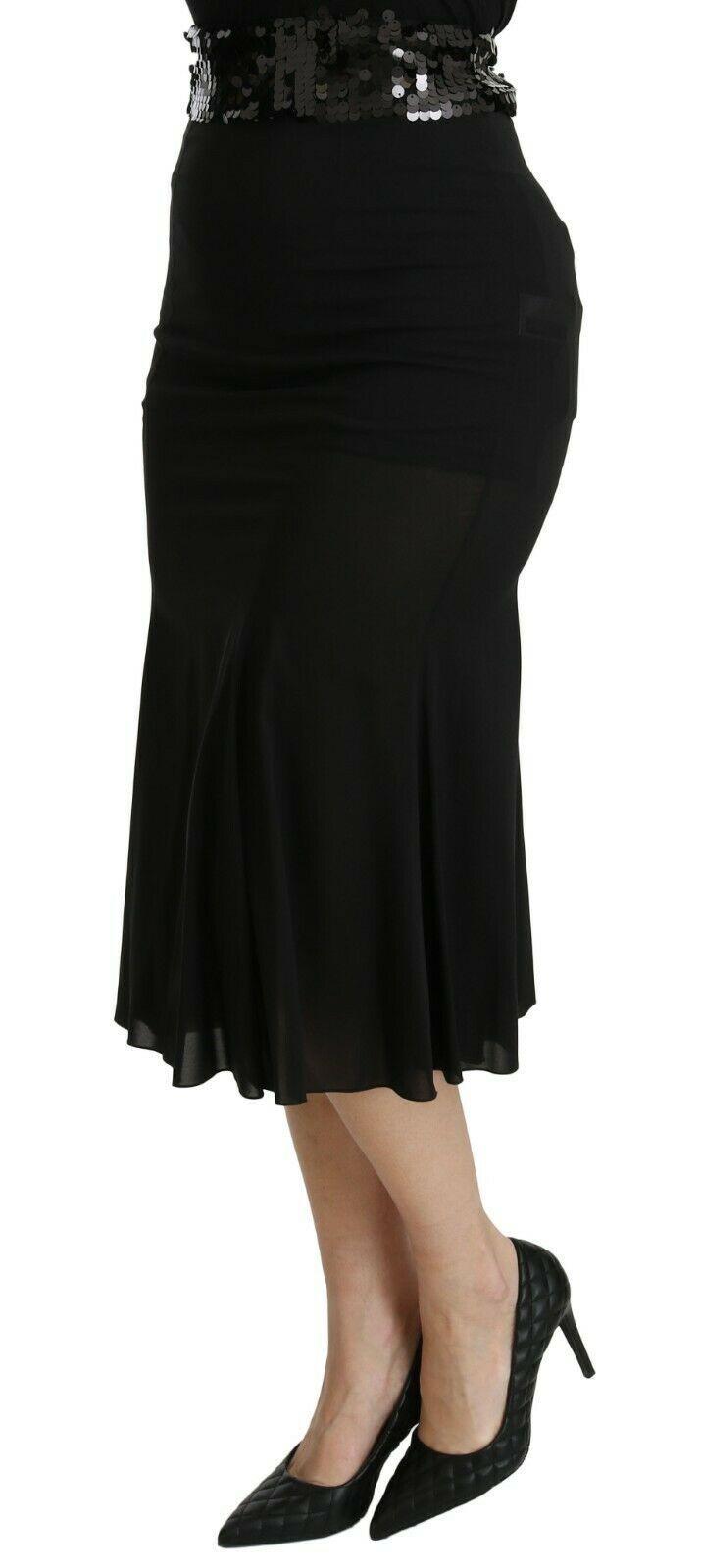 Dolce & Gabbana Chic High Waist Black Silk Blend Skirt - Arichezz.store