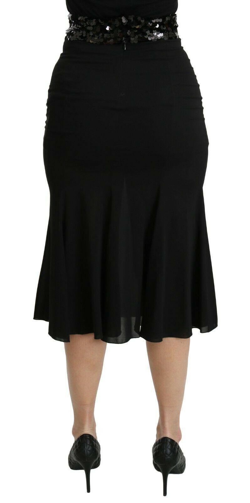 Dolce & Gabbana Chic High Waist Black Silk Blend Skirt - Arichezz.store