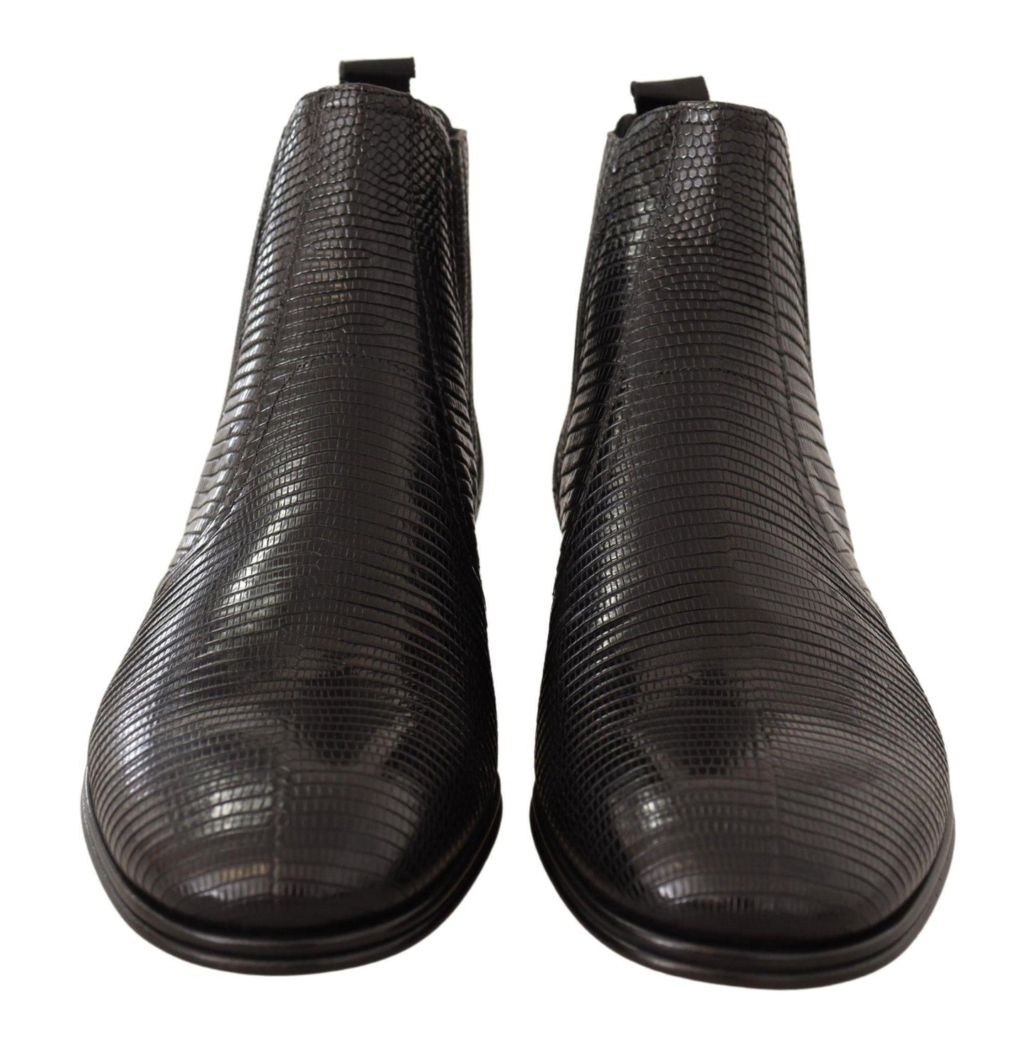 Dolce & Gabbana Elegant Black Leather Lizard Skin Derby Boots - Arichezz.store