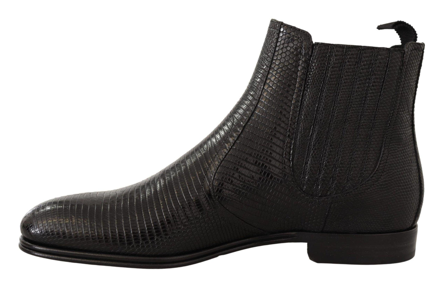 Dolce & Gabbana Elegant Black Leather Lizard Skin Derby Boots - Arichezz.store