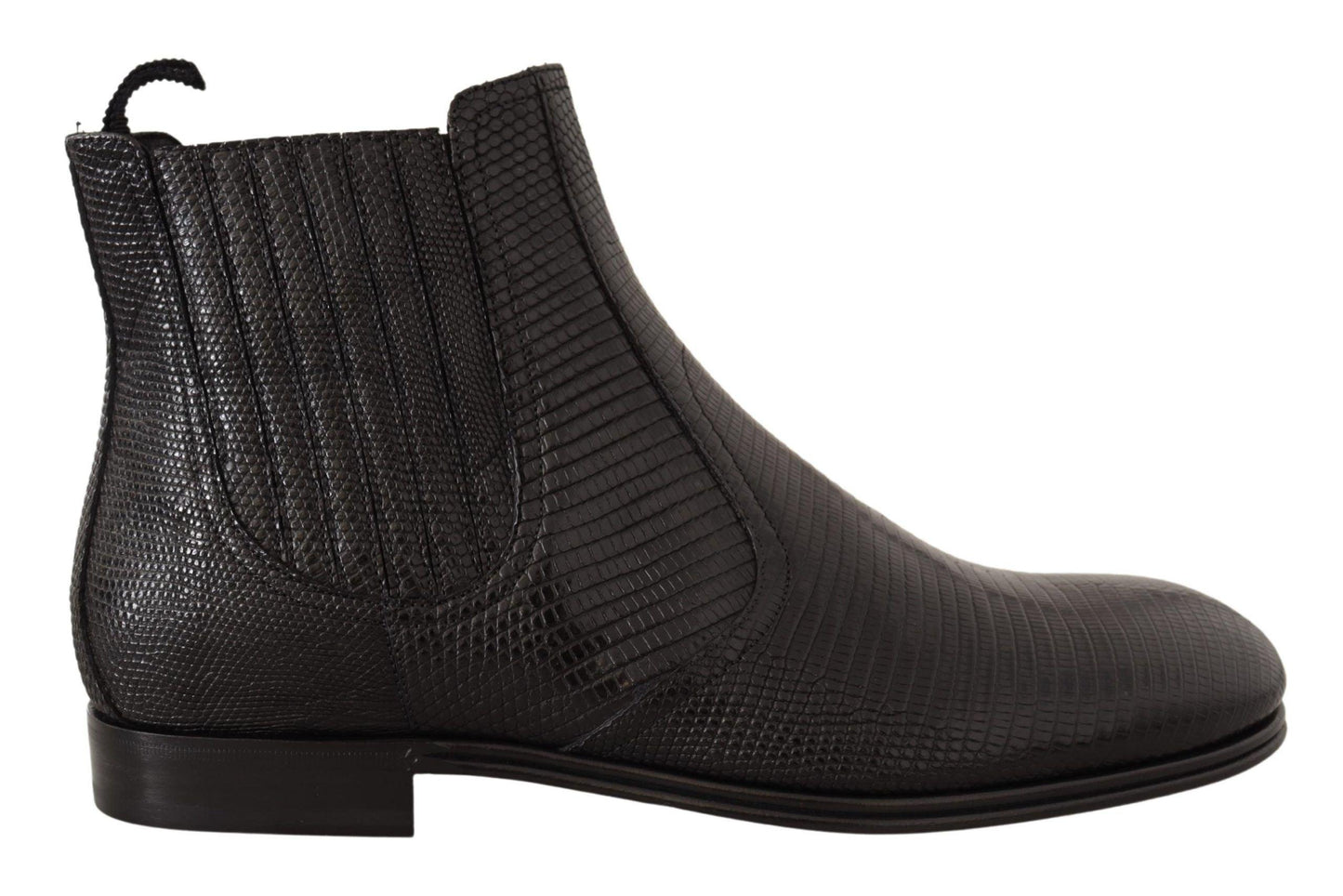 Dolce & Gabbana Elegant Black Leather Lizard Skin Derby Boots - Arichezz.store