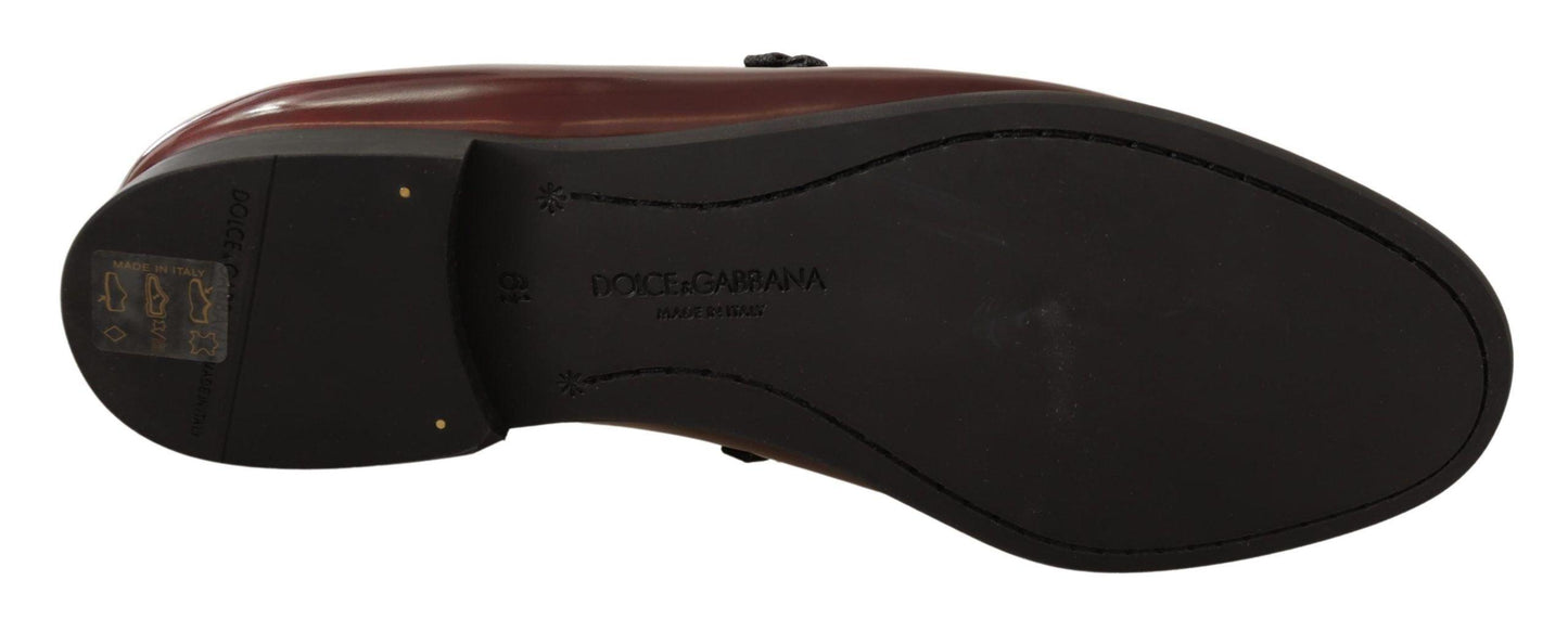 Dolce & Gabbana Elegant Bordeaux Leather Loafers - Arichezz.store