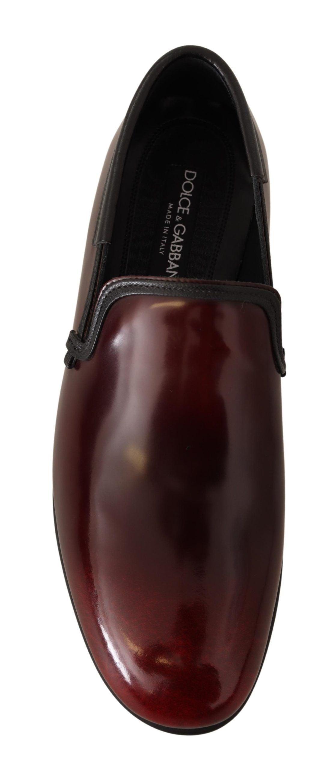 Dolce & Gabbana Elegant Bordeaux Leather Loafers - Arichezz.store