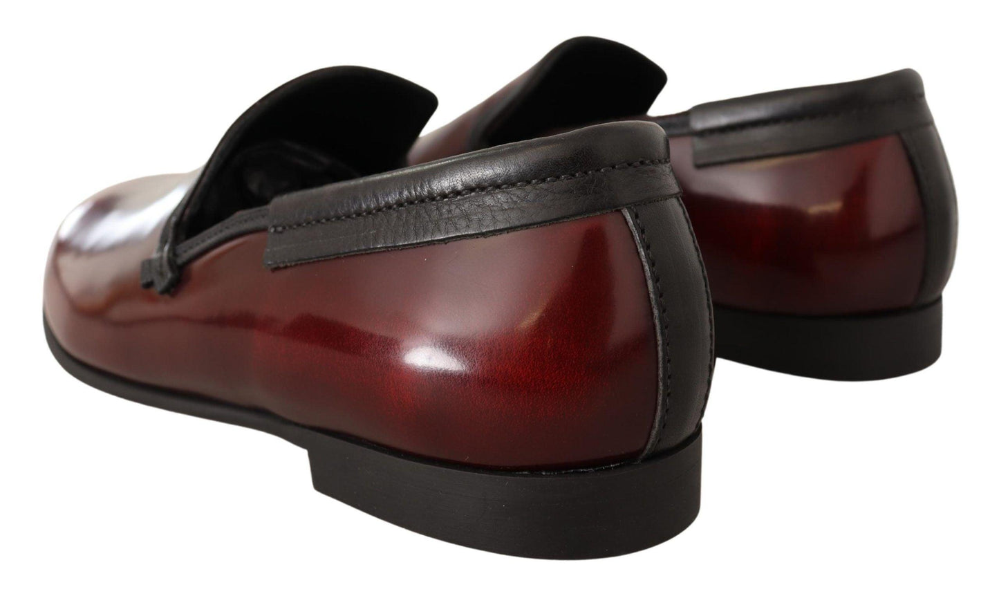 Dolce & Gabbana Elegant Bordeaux Leather Loafers - Arichezz.store