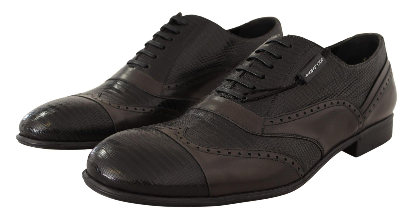 Dolce & Gabbana Elegant Brown Lizard Leather Oxford Shoes - Arichezz.store