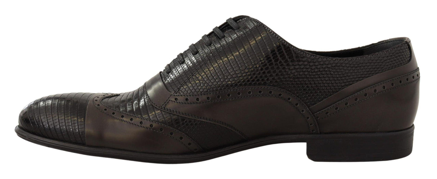 Dolce & Gabbana Elegant Brown Lizard Leather Oxford Shoes - Arichezz.store