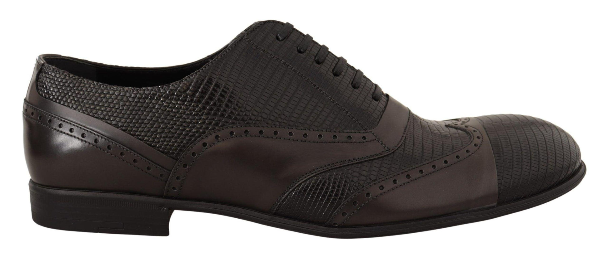 Dolce & Gabbana Elegant Brown Lizard Leather Oxford Shoes - Arichezz.store