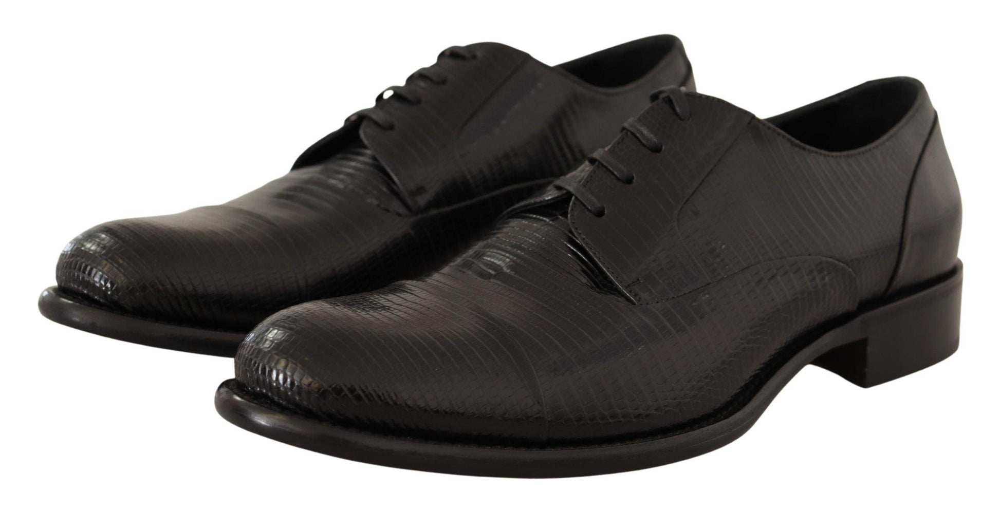 Dolce & Gabbana Elegant Black Lizard Skin Derby Shoes - Arichezz.store