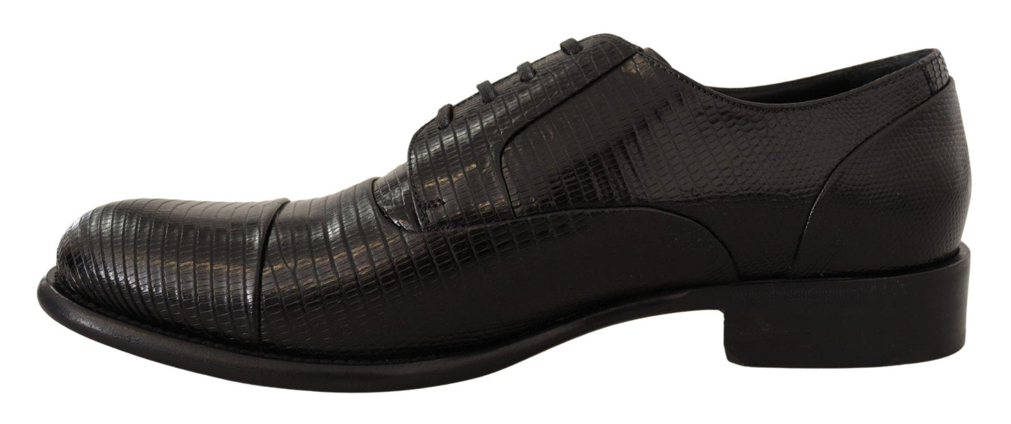 Dolce & Gabbana Elegant Black Lizard Skin Derby Shoes - Arichezz.store