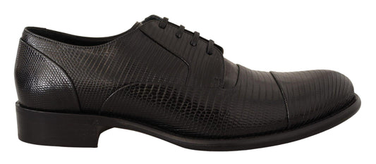 Dolce & Gabbana Elegant Black Lizard Skin Derby Shoes - Arichezz.store