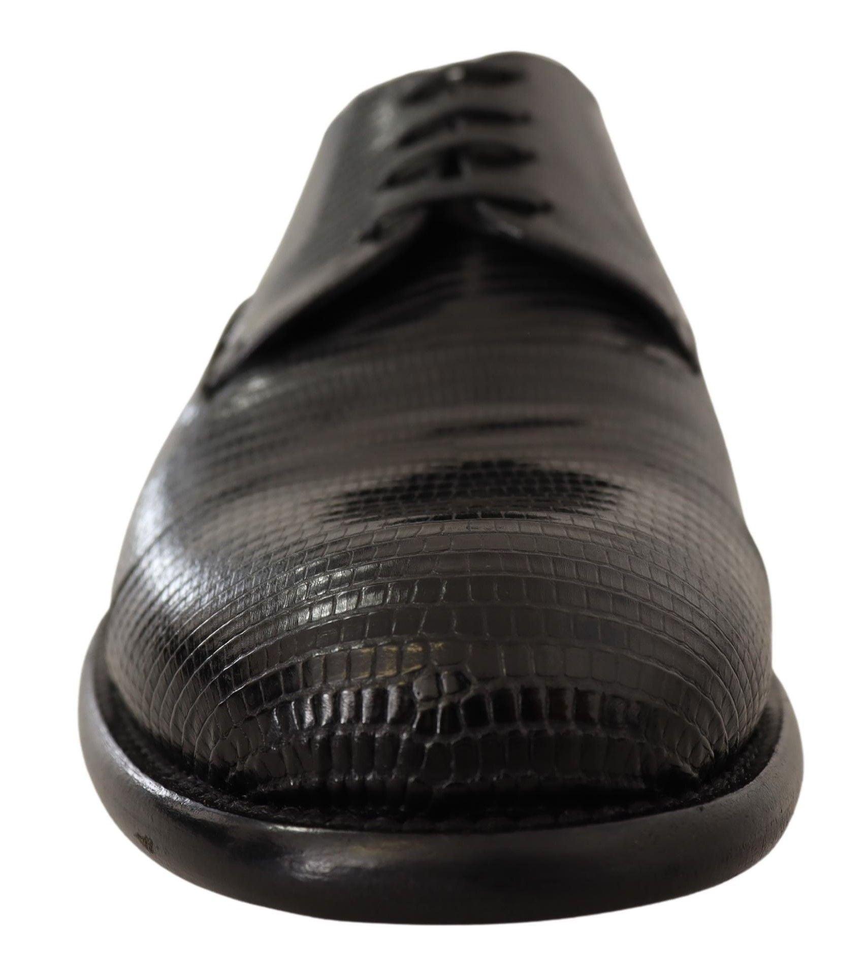 Dolce & Gabbana Elegant Black Lizard Skin Derby Shoes - Arichezz.store