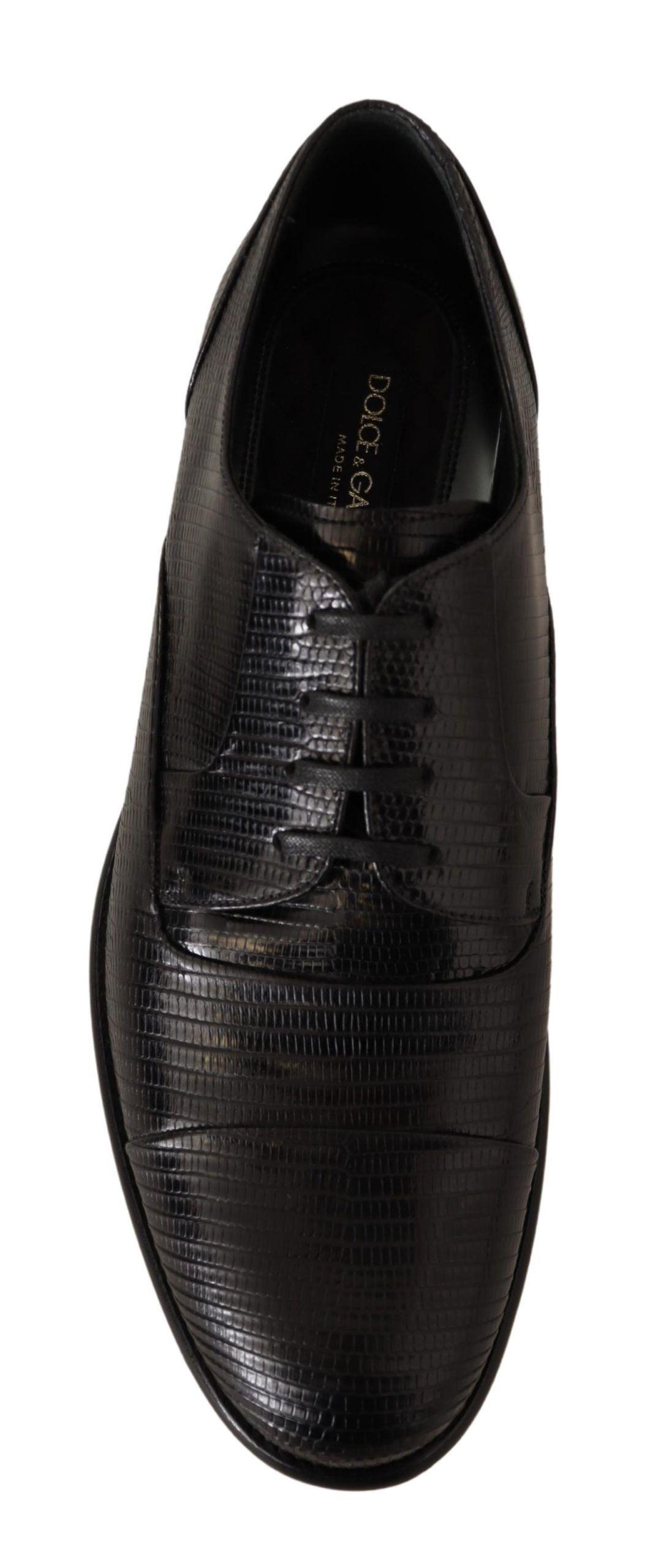 Dolce & Gabbana Elegant Black Lizard Skin Derby Shoes - Arichezz.store