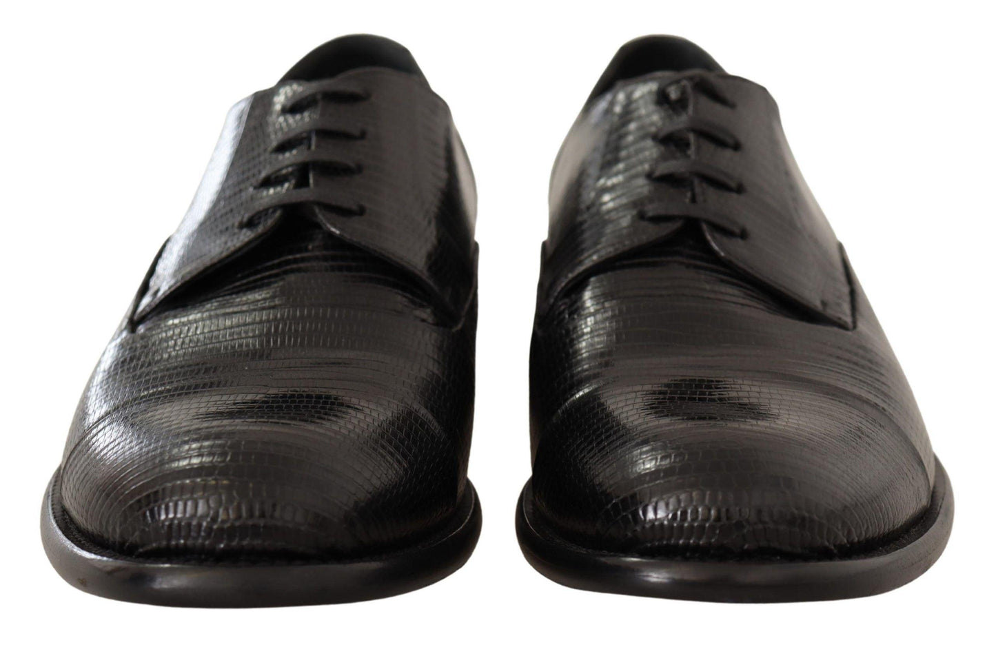 Dolce & Gabbana Elegant Black Lizard Skin Derby Shoes - Arichezz.store