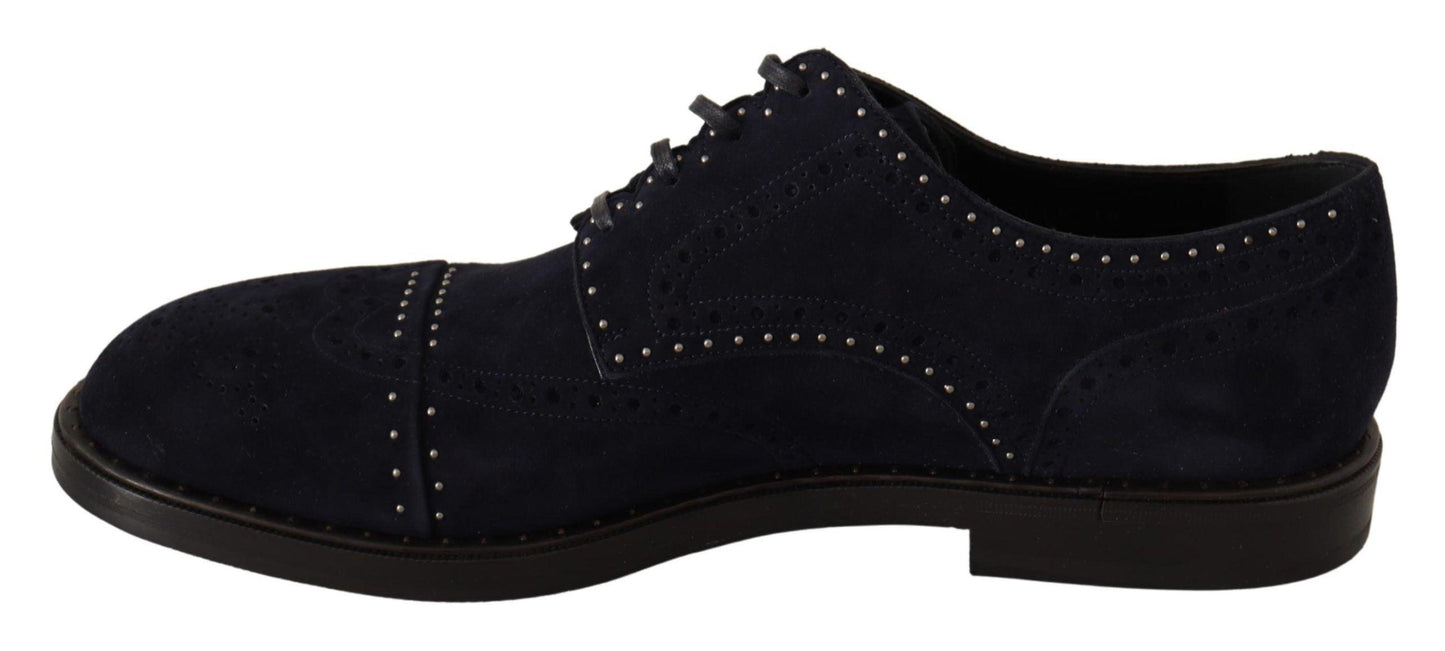 Dolce & Gabbana Elegant Suede Derby Shoes with Silver Studs - Arichezz.store