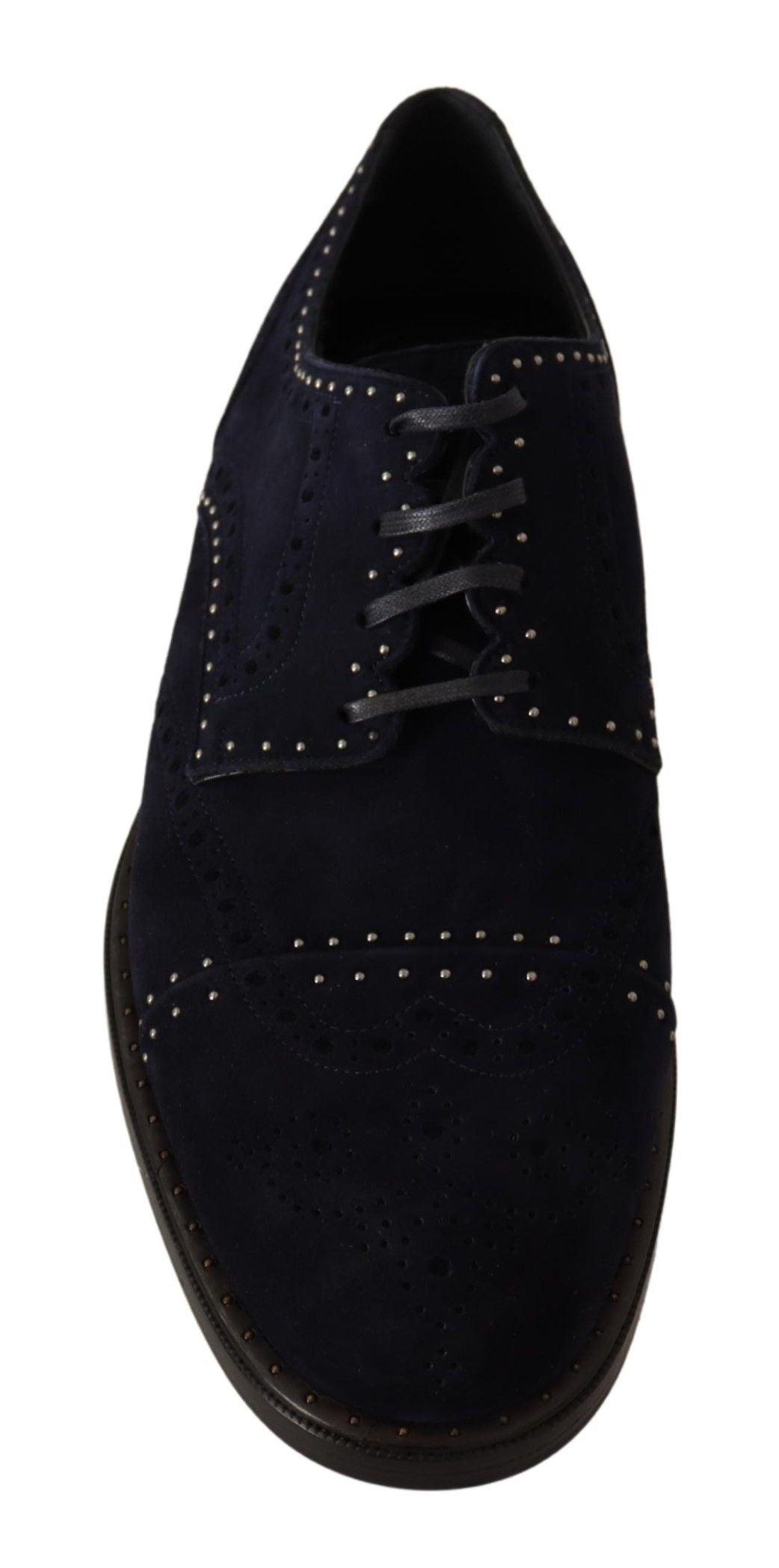 Dolce & Gabbana Elegant Suede Derby Shoes with Silver Studs - Arichezz.store