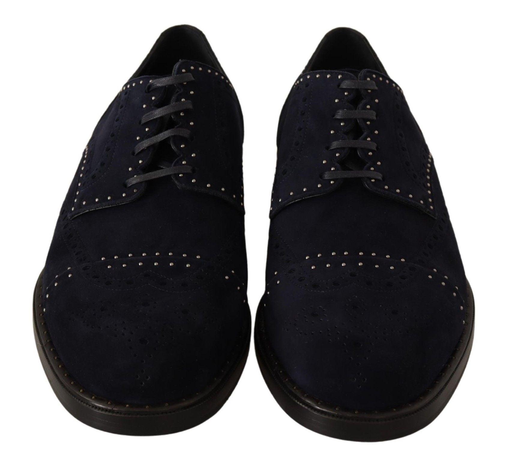 Dolce & Gabbana Elegant Suede Derby Shoes with Silver Studs - Arichezz.store