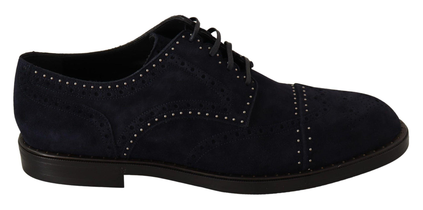 Dolce & Gabbana Elegant Suede Derby Shoes with Silver Studs - Arichezz.store