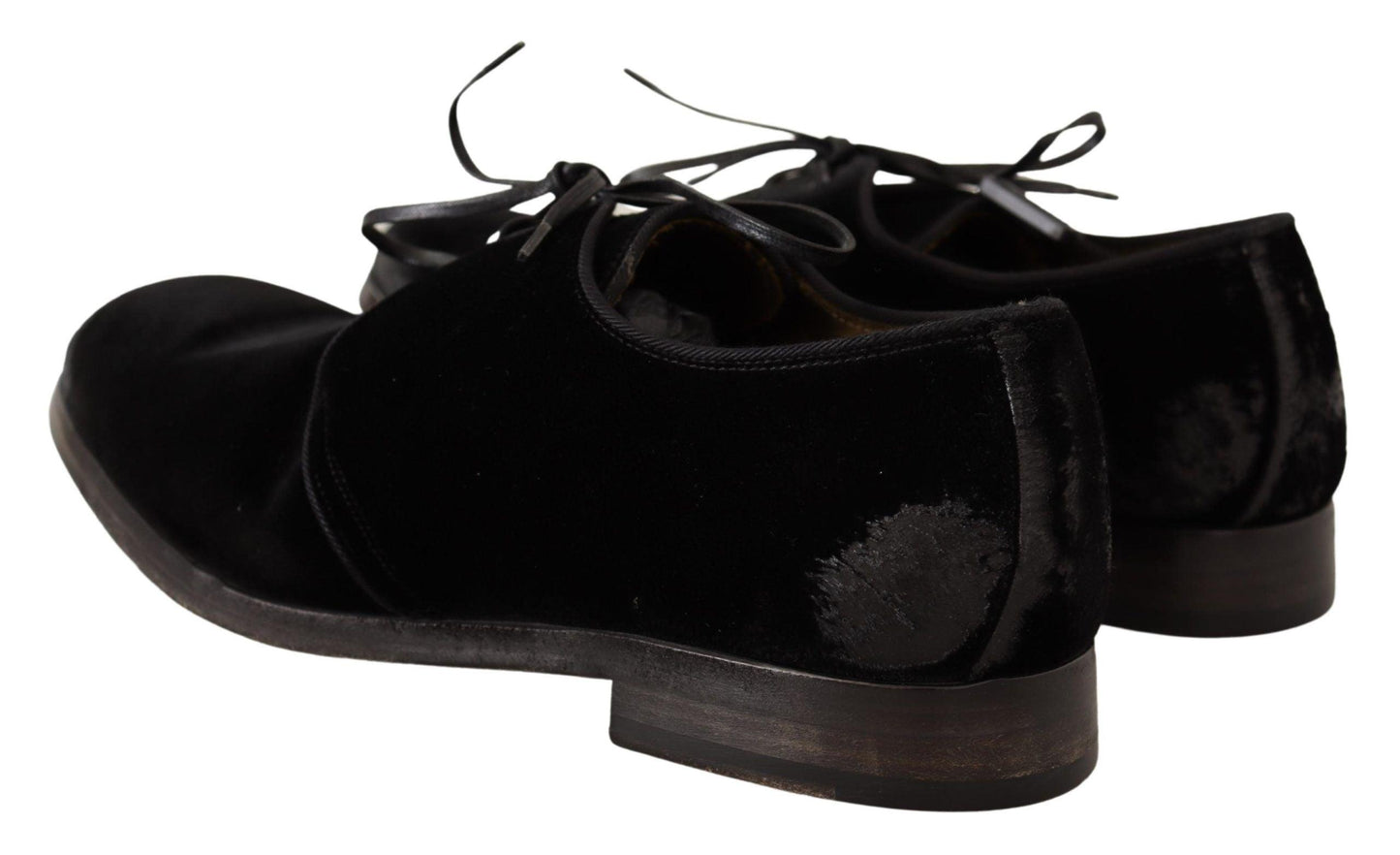 Dolce & Gabbana Elegant Black Velvet Derby Shoes - Arichezz.store