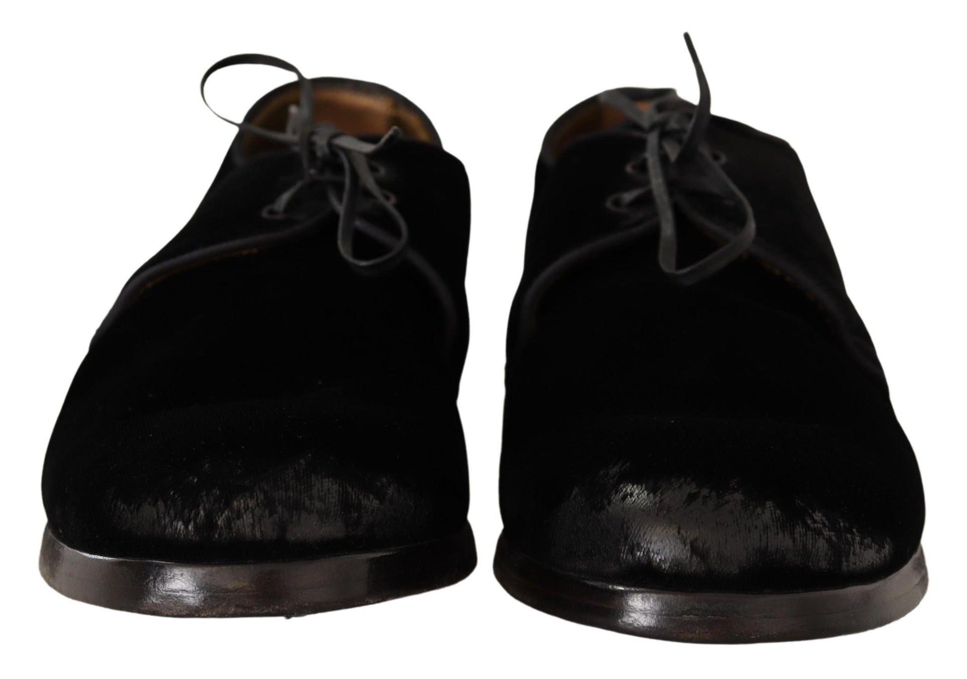 Dolce & Gabbana Elegant Black Velvet Derby Shoes - Arichezz.store