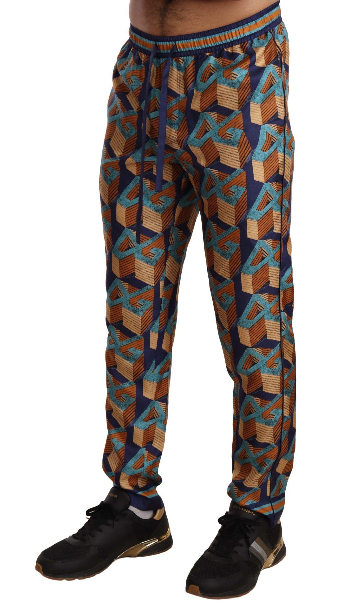 Dolce & Gabbana Elegant Silk Jogger Pants with Vibrant Print - Arichezz.store