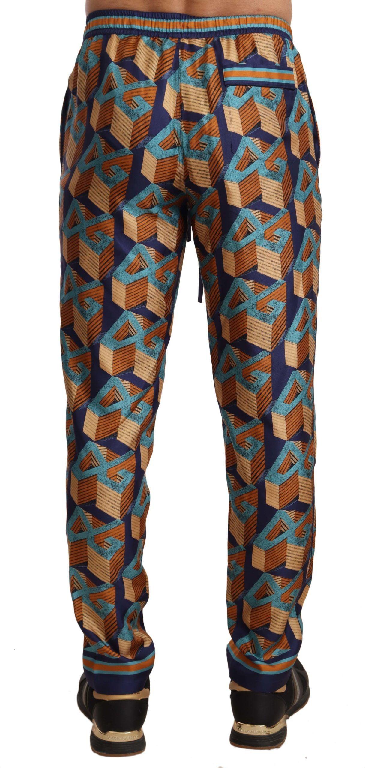 Dolce & Gabbana Elegant Silk Jogger Pants with Vibrant Print - Arichezz.store