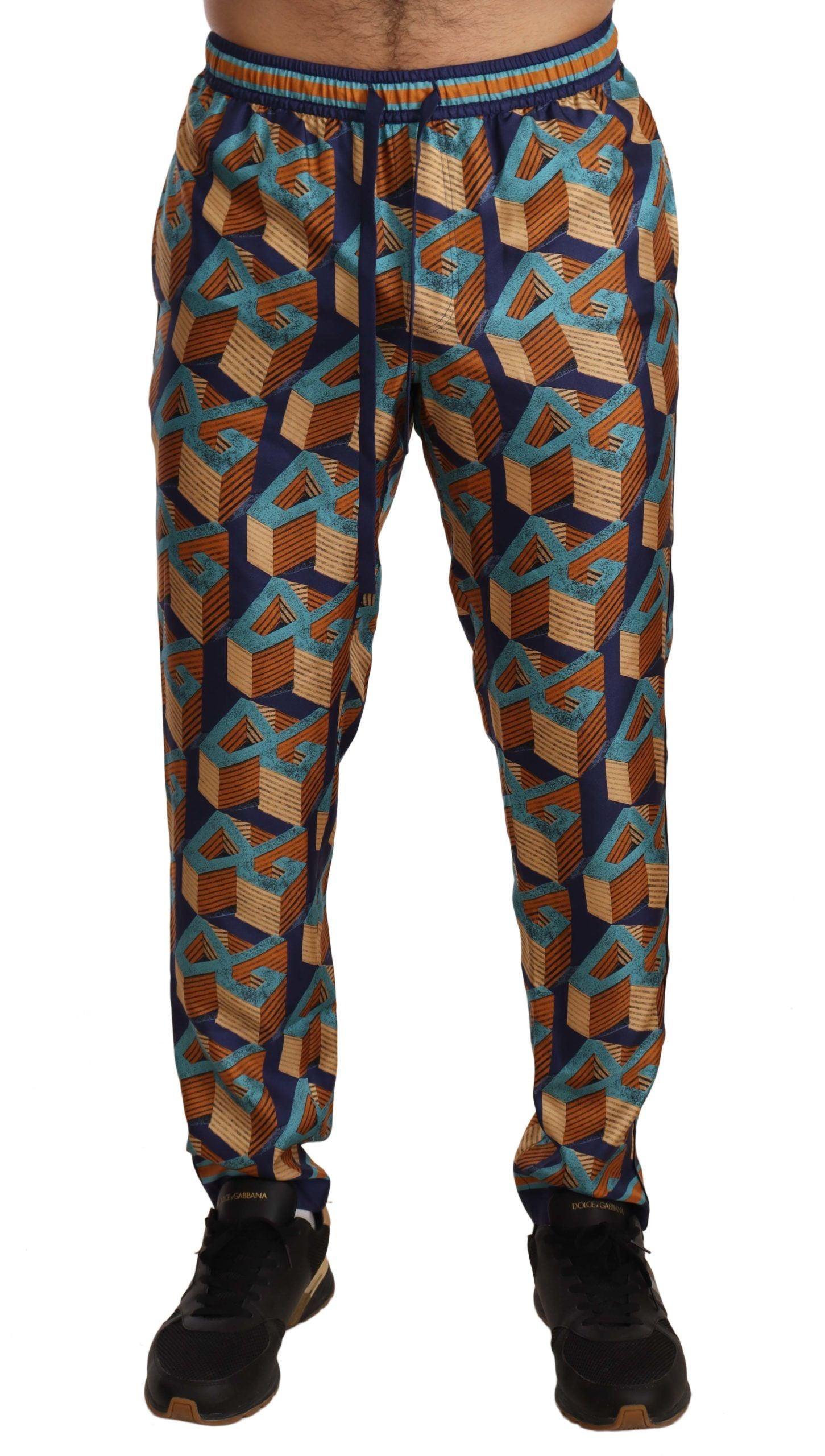 Dolce & Gabbana Elegant Silk Jogger Pants with Vibrant Print - Arichezz.store