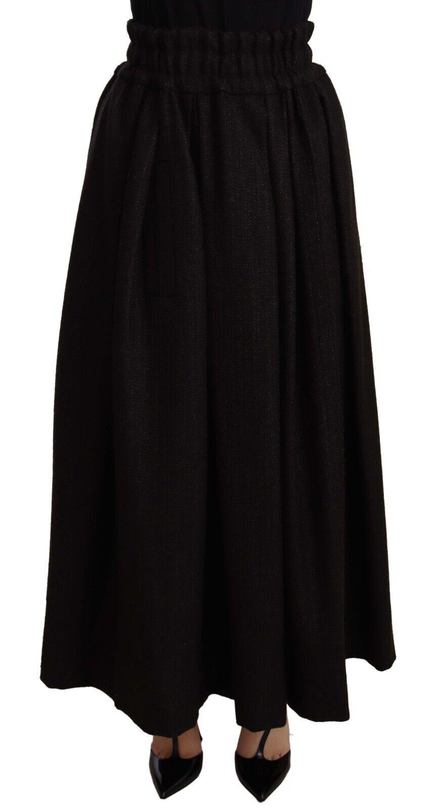 Dolce & Gabbana Elegant High Waist Maxi A-line Wool Skirt - Arichezz.store