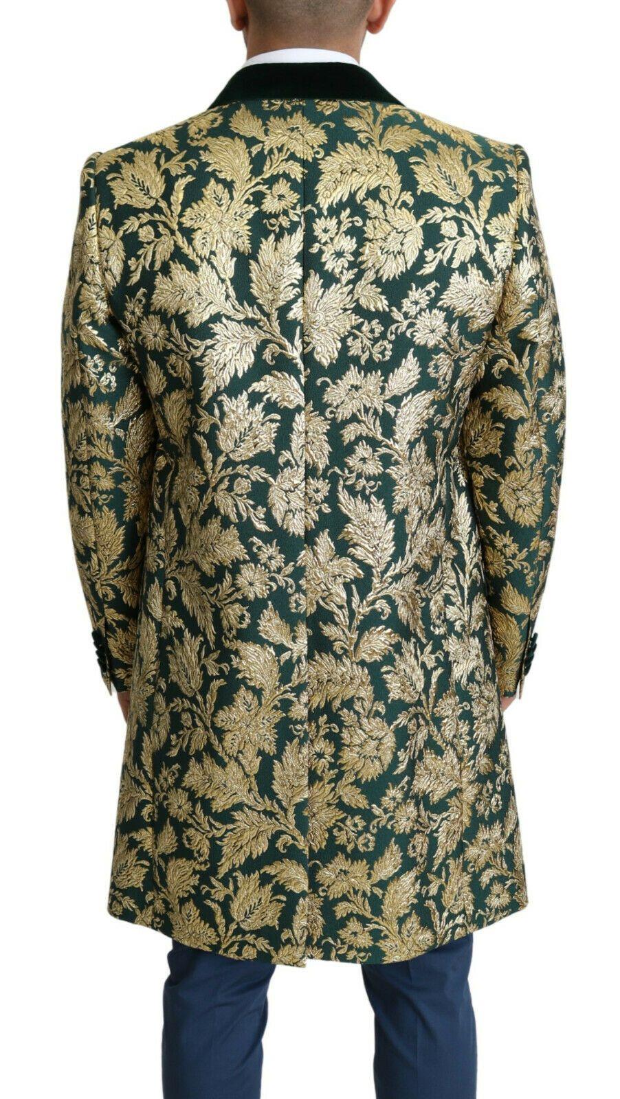 Dolce & Gabbana Elegant Gold Green Jacquard Sicilia Jacket - Arichezz.store